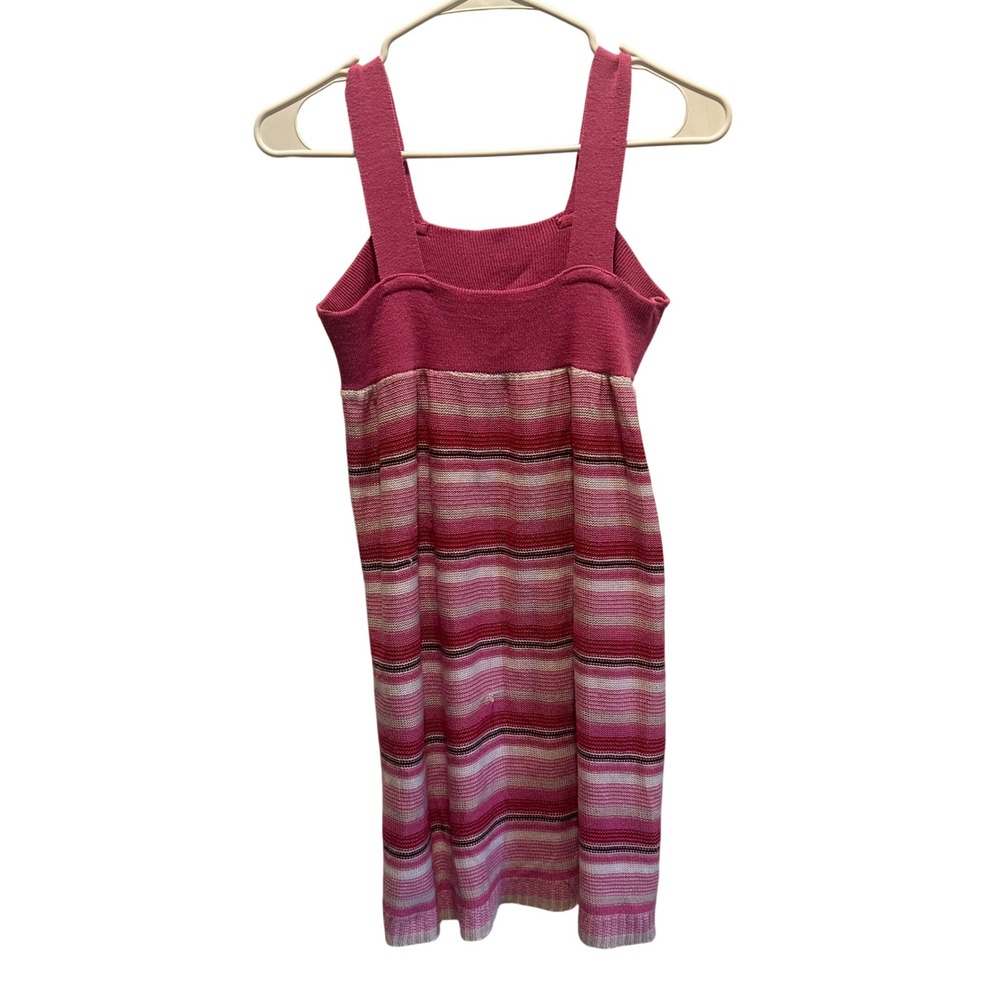 Vintage Cool Attitude Pink Striped Knit Mini Dress Sleeveless Bodycon Y2K Large